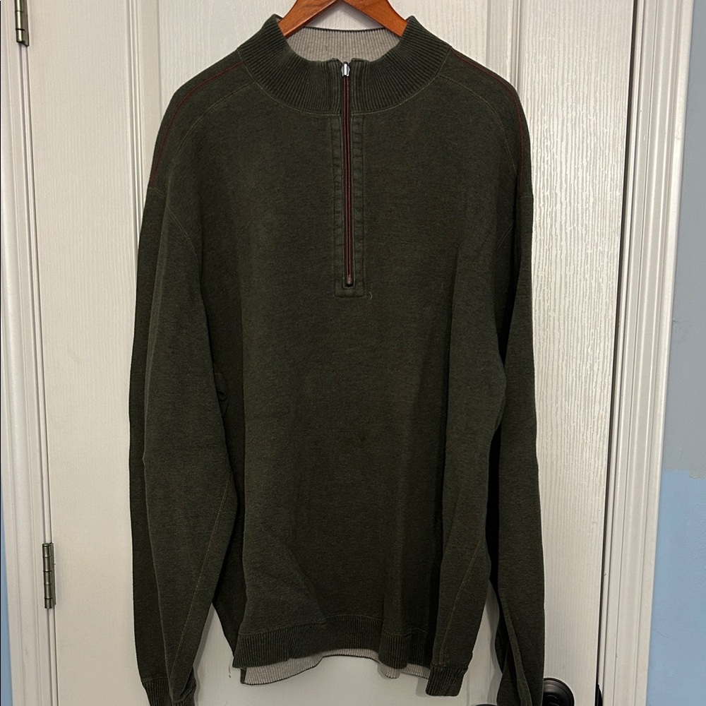 Tommy Bahama Olive Quarter-Zip Sweater